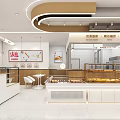 Modern Dessert Shop Interior With Glass Display Cases Fresh Pastries And Seating Area
