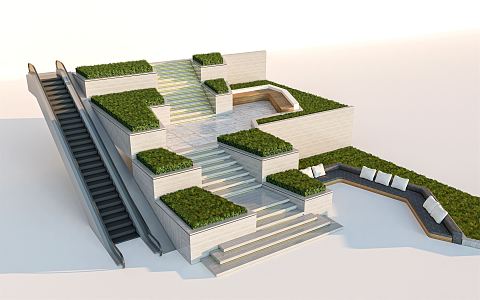 Modern step height difference landscape step landscape mountain park height difference step 3d model