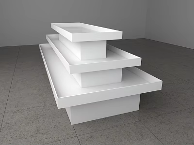 Modern White Multi Tiered Display Shelf With Step Design For Indoor Gray Floor Space 3d model