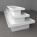 Modern White Multi Tiered Display Shelf With Step Design For Indoor Gray Floor Space 3d model