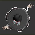 Game Movie Character With Witch Hat Pink Blue Dress White Top Black Stockings Bow Decorations