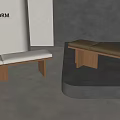 Modern Wooden Bench With Light And Dark Cushions In Interior Setting