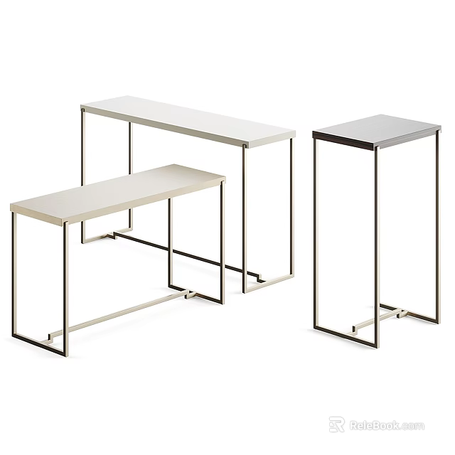 Modern Minimalist Side Tables With Metal Frame And Sleek Top In Various Heights 3d model 