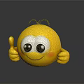 Cute Yellow Emoji Plush Toy With Thumbs Up Smiling Face Soft Texture For Home Decor