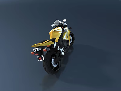 Sleek Yellow Sporty Motorcycle Design With Modern Rear View And Black Wheels 3d model