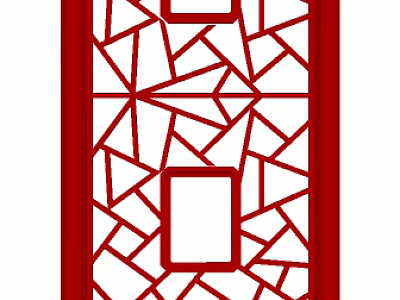 Red Geometric Room Divider With Intricate Pattern And Square Frame Design 3d model