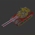 Weathered Military Tank With Detailed Armored Structure Long Cannon Barrel And Heavy Tracks