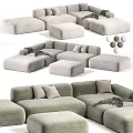 Modern Sectional Sofa with Soft Fabric Cushions Ottoman and Multiple Color Options