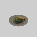 Fresh Artichoke Yellow Zucchini And Green Zucchini On Wooden Cutting Board