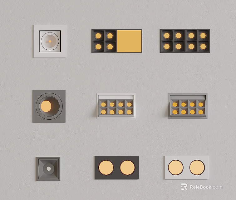 Various Modern Downlights And Spotlights With Different Shapes Sizes And Designs 3d model