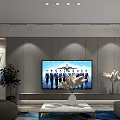 Sleek Modern Grey Tone Living Room With Large TV And Elegant Cozy Interior Design