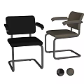 Modern Office Chairs with Black Leather and Beige Fabric Metal Frame Design