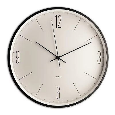Minimalist Wall Clock With Black Frame White Dial And Quartz Movement 3d model