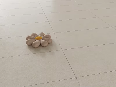 Light Colored Floor Tiles With Flower Shaped Decoration 3d model