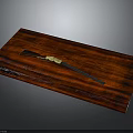 Vintage Shotgun On Red Wood Tray With Gold And Black Components Showcasing Rich Wooden Texture
