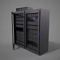 Black Industrial Server Rack With Open Door And Multiple Server Units