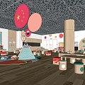 Bright Colorful Kindergarten Interior With Wooden Elements Playful Activity Area And Natural Light