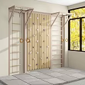Indoor Sports Equipment With Climbing Wall Ladder And Hanging Rings For Home Gym