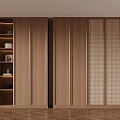 Wooden Storage Cabinet Interior Design With Open Shelves And Grid Doors