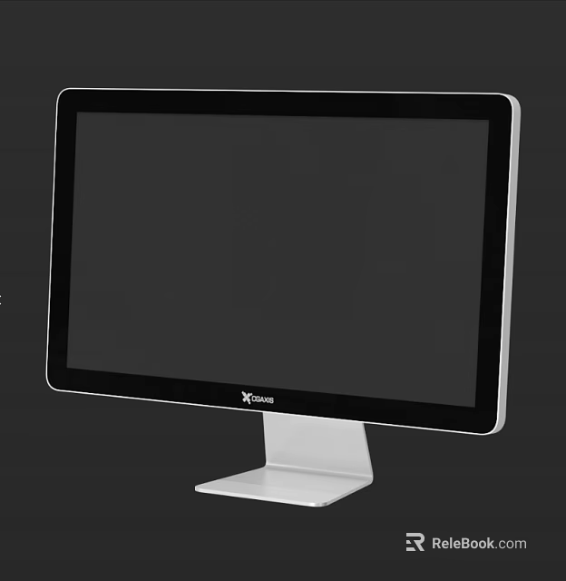 Xvision Sleek Desktop Monitor With Black Frame White Stand And Black Screen 3d model 