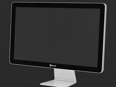 Xvision Sleek Desktop Monitor With Black Frame White Stand And Black Screen 3d model