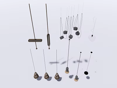 Modern Pendant Lights Featuring Slim Rods And Various Shade Shapes 3d model