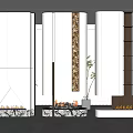 Modern decorative fireplace background wall modeling wall 3d model