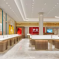 Elegant Jewelry Store With Golden Facade Display Windows And Luxury Counters Design