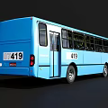 Blue City Bus With Number 419 License Plate X007 Modern Design And Open Doors