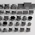 Traditional Landscape Pavilion Models With Various Roof Styles And Architectural Designs