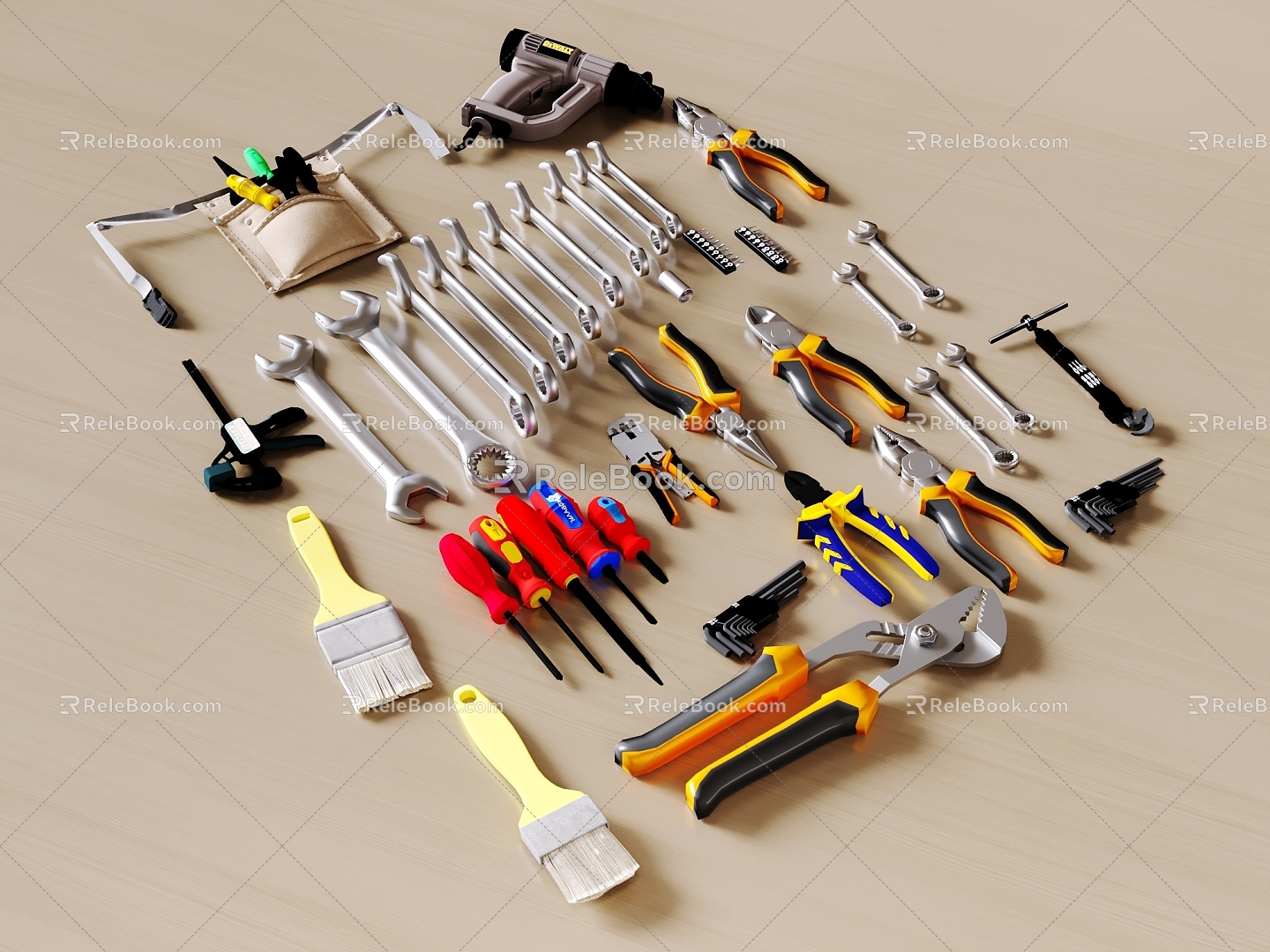 Screwdriver wrench spring hardware 3d model