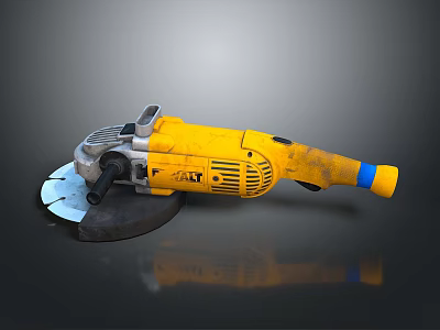 Professional Angle Grinder Power Tool With Yellow Body And Cutting Disc 3d model