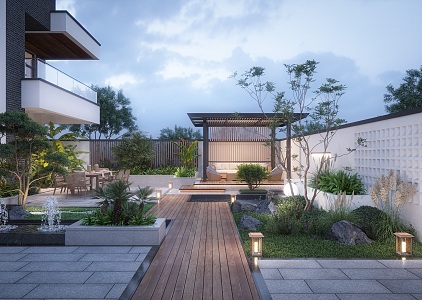 Modern courtyard landscape 3d model