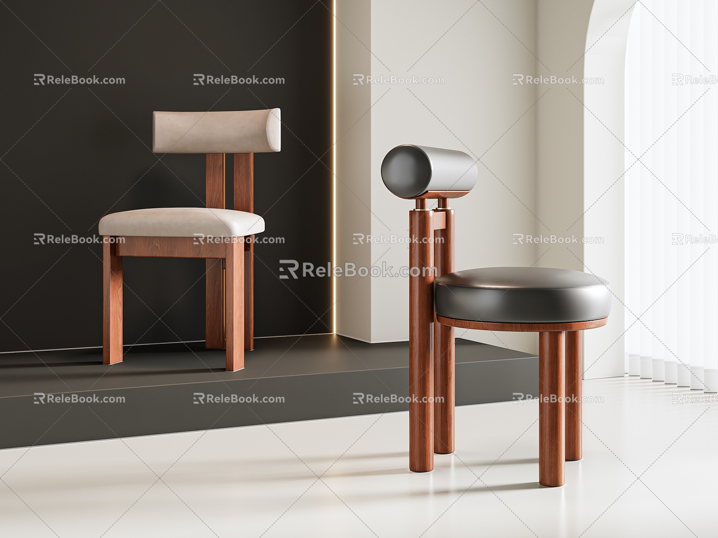 Quiet Chinese Style Single Chair Dining Chair 3d model