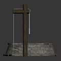 Ancient Stone Well Structure With Wooden Frame Bucket And Stone Brick Ring 3d model
