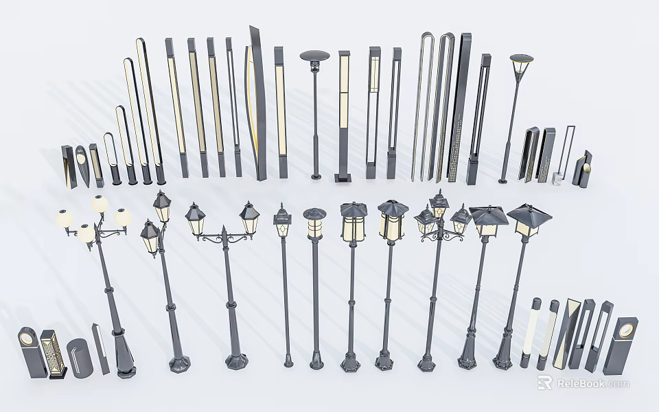 Various Outdoor Lights Styles For Garden Yard Pathway And Landscape Decor 3d model 