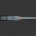 Futuristic Sci Fi Pistol Weapon With Blue Glowing Ring And Orange Accents