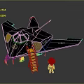 Military Stealth Aircraft Model With Yellow Ladder Black Body And Small Helmeted Figure