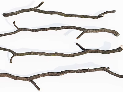 Natural Stone And Wood Branches For Rustic Craft Decor Projects 3d model
