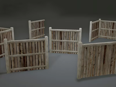 Wooden Garden Fences With Various Designs For Outdoor Decoration And Privacy 3d model