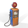 Vintage Blue And Orange Fuel Pump With Red Dome Top And Fuel Hose