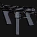 Black Tactical Submachine Gun With Magazine Grip And Rail Design Features 3d model