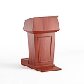 Classic Brown Wooden Podium With Smooth Surface And Panel Base Design 3d model
