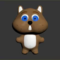 Adorable Brown Cartoon Game Movie Character With Big Blue Eyes White Belly 3D Standing Pose