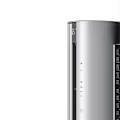 Modern Silver Tower Air Conditioner Fan With Control Panel And Sleek Design
