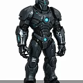 Futuristic Humanoid Mech Armor With Blue Glowing Elements And Metallic Structure