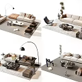 Modern Sofa And Coffee Table Set With Floor Lamp Armchair Plants And Rug