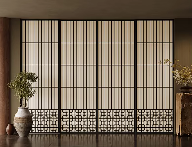 New Chinese sliding door sliding door 3d model
