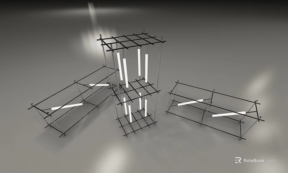 Modern Metal Display Shelves With Layered Structure And Multiple Designs For Retail Use 3d model