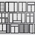 Modern Window Designs Featuring Black Frames Glass Panels Grilles And Open Styles 3d model